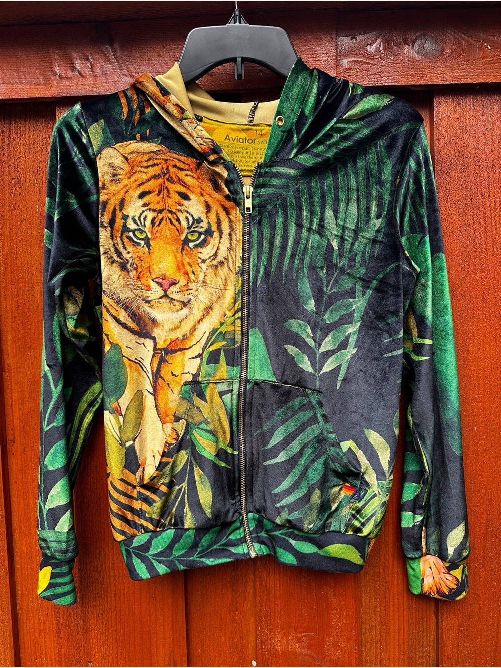 Aviator Nation velour tiger jacket